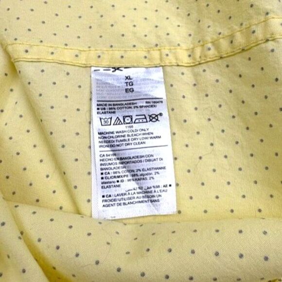 Old Navy Pastel Butter Yellow Perfect Fit Camp Shirt Polka Dot Beach Resort XL - Picture 10 of 10